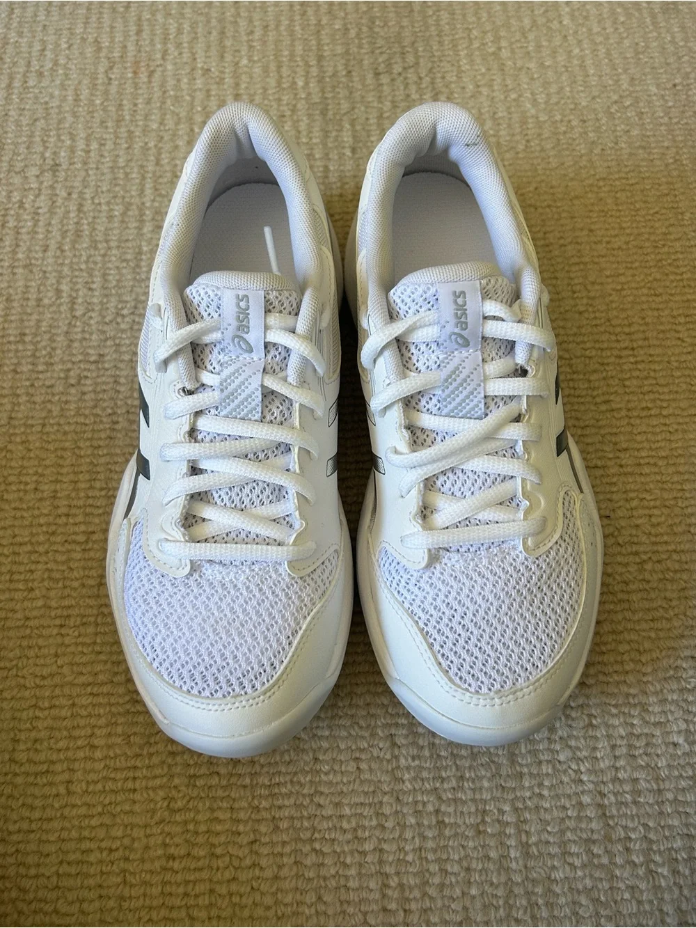 ASICS Women's White Mesh Athletic Sneakers with Subtle Black Accents
